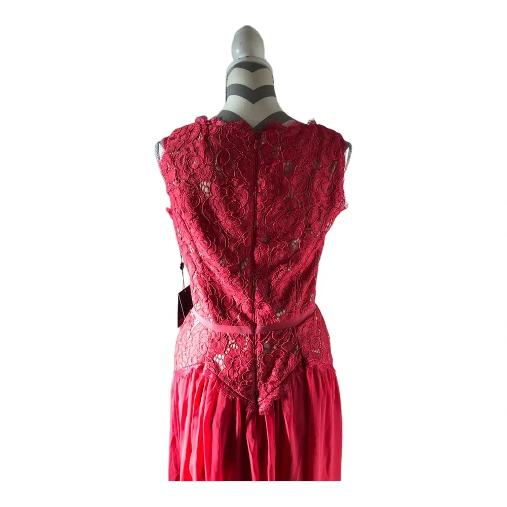 ADRIANNA PAPELL CHIFFON AND LACE MIDI DRESS - Picture 3 of 10